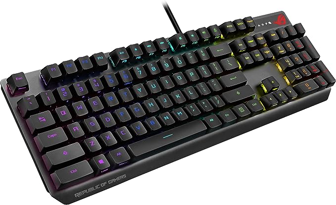ASUS ROG Strix Scope RX Gaming Keyboard | Optical Mechanical Blue Switches, Programmable Macro, Aura Sync RGB Lighting, USB 2.0 Passthrough, IP57 Waterproof & Dust Resistance, Alloy Top Plate, Black ASUS ROG Strix Scope RX Gaming Keyboard | Optical Mechanical Blue Switches, Programmable Macro, Aura Sync RGB Lighting, USB 2.0 Passthrough, IP57 Waterproof & Dust Resistance, Alloy Top Plate, Black